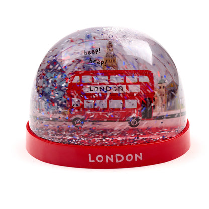 London Bus Snow Globe with Glitter