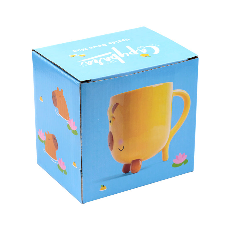 Upside Down Capybara Mug in a gift box