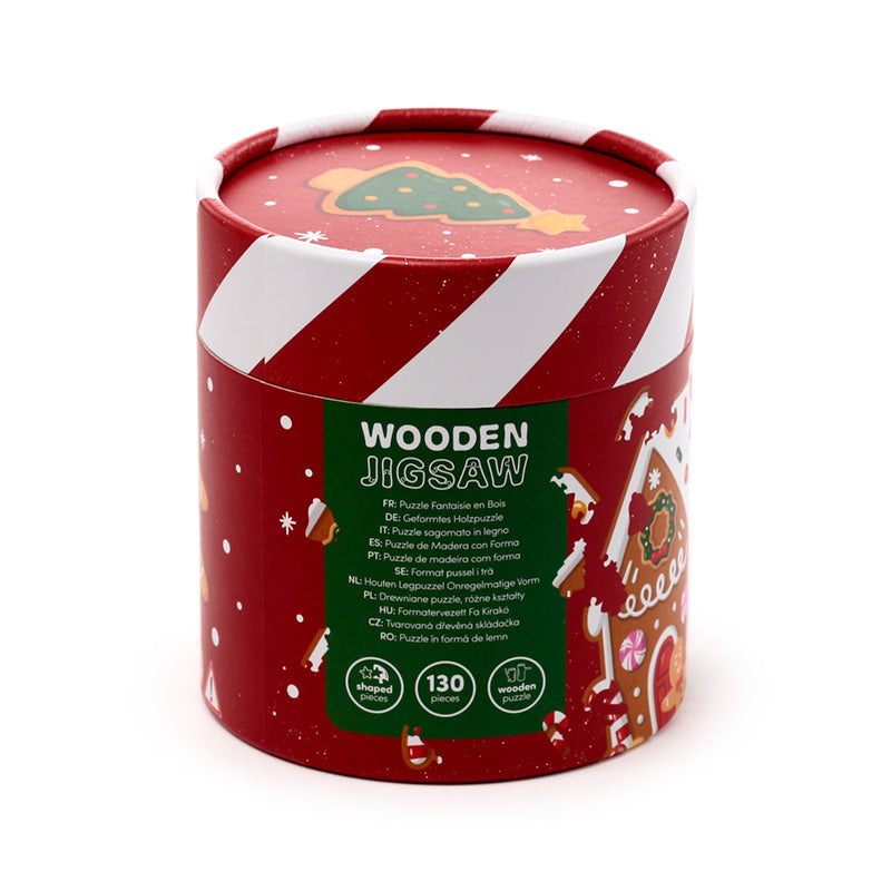 Puzzle pieces showcasing festive gingerbread details