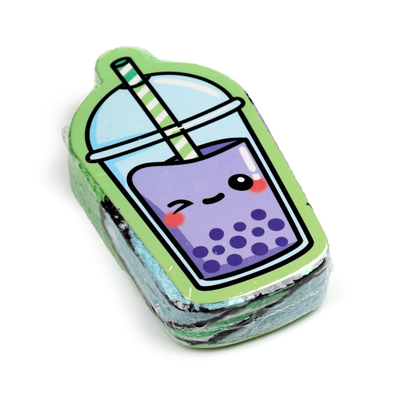 Foodiemals Bubble Tea Compressed Travel Towel in use