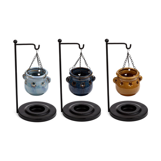 Eden Cauldron Hanging Porcelain Oil Burner with iron base