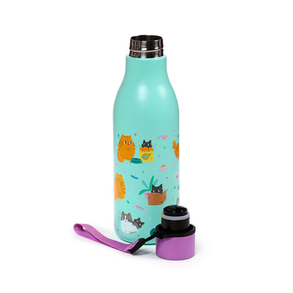 Stylish insulated drinks bottle with cat design