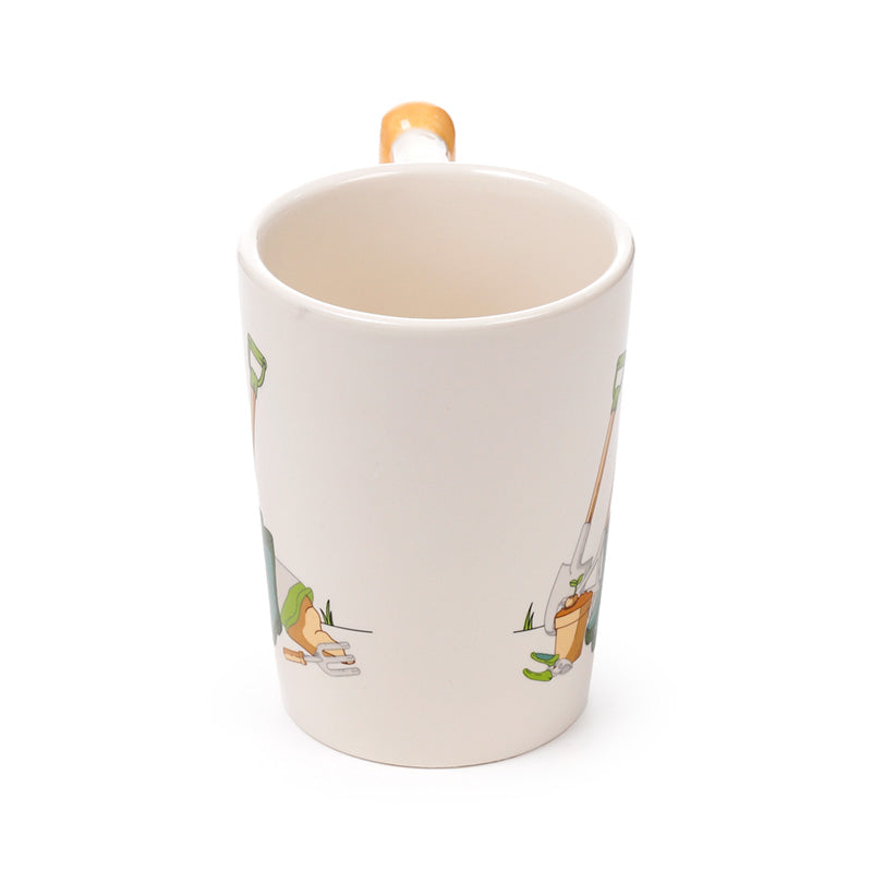 Garden Trowel Shaped Handle Ceramic Mug - Close-up