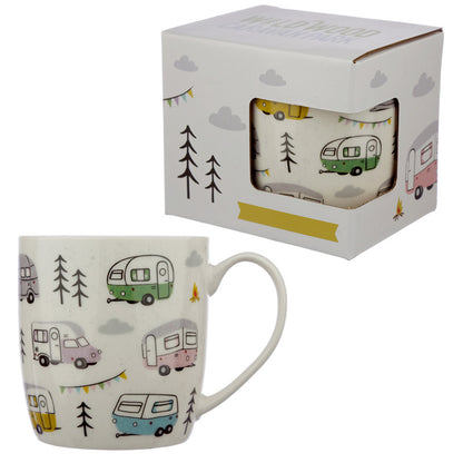 Wildwood Caravan Porcelain Mug in a cozy setting