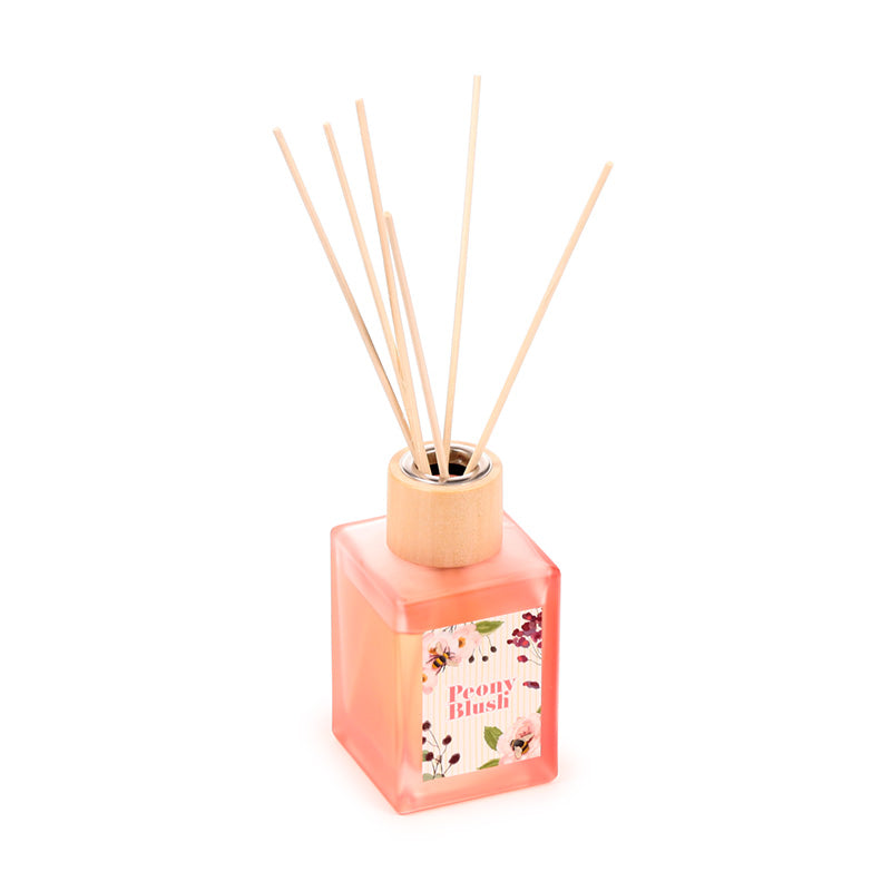Nectar Meadows Peony Reed Diffuser in elegant glass bottle