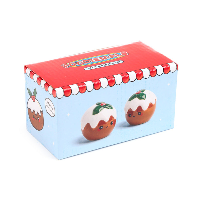 Foodiemals Christmas Pudding Ceramic Salt & Pepper Set - Side View