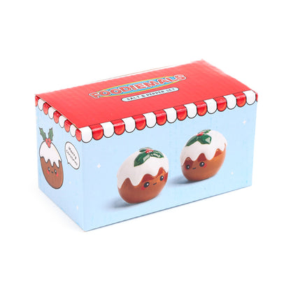 Foodiemals Christmas Pudding Ceramic Salt & Pepper Set - Side View