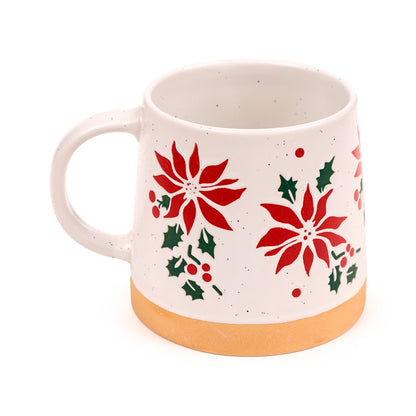 Poinsettia Stoneware Mug with Hot Cocoa