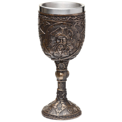 Brushed Gold Wood Effect Goblet for Themed Decor