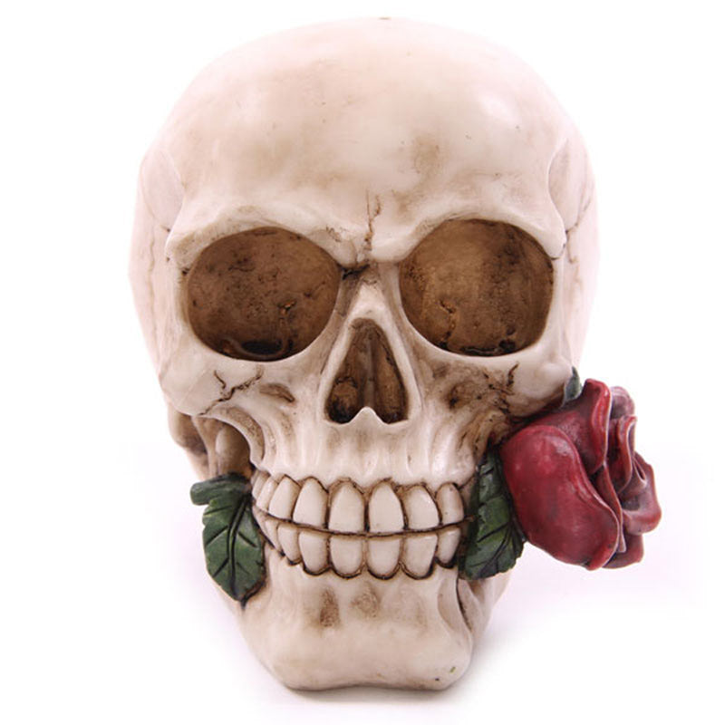 Gothic decor featuring Fantasy Skull Head with Roses