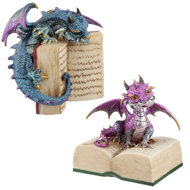 Reading Elements Dragon Figurine on stack of books