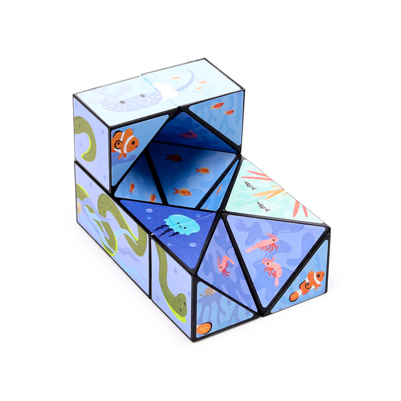 Mariniverse Puzzle Cube Toy with vibrant patterns