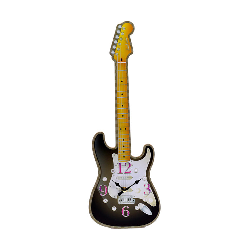 Guitar wall clock mounted on a stylish interior wall