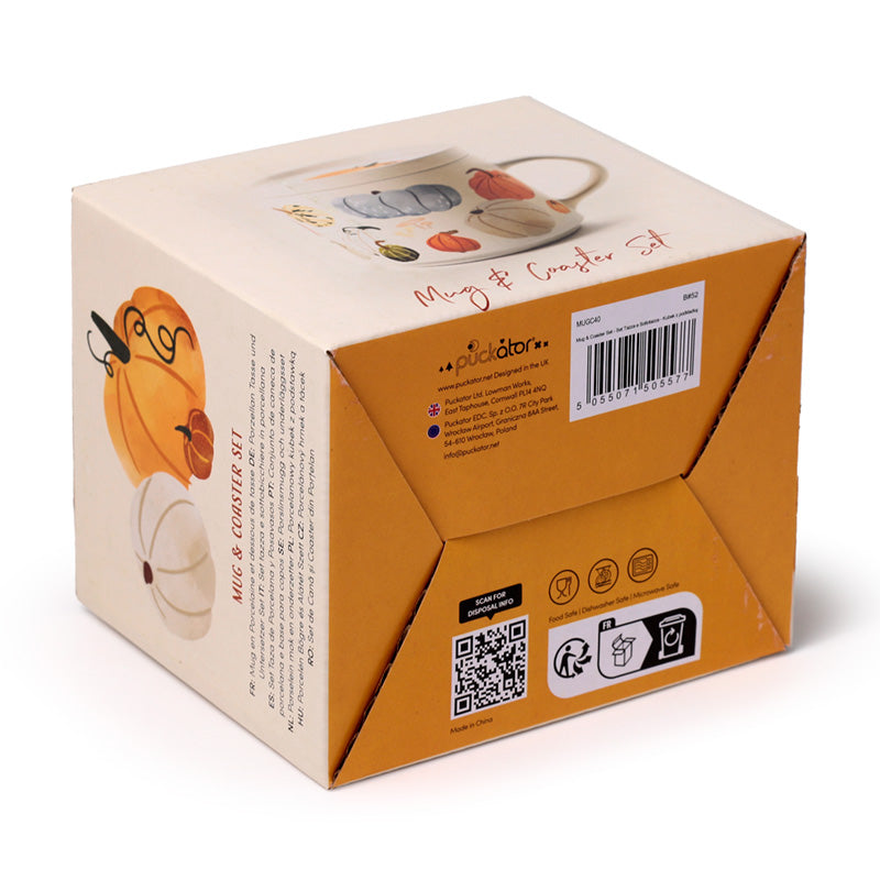 Charming Autumn Harvest Mug and Coaster Set