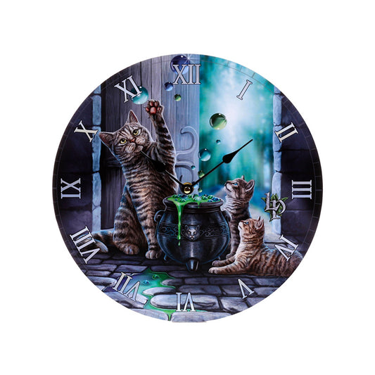 Lisa Parker Hubble Bubble Cat and Kitten Wall Clock front view