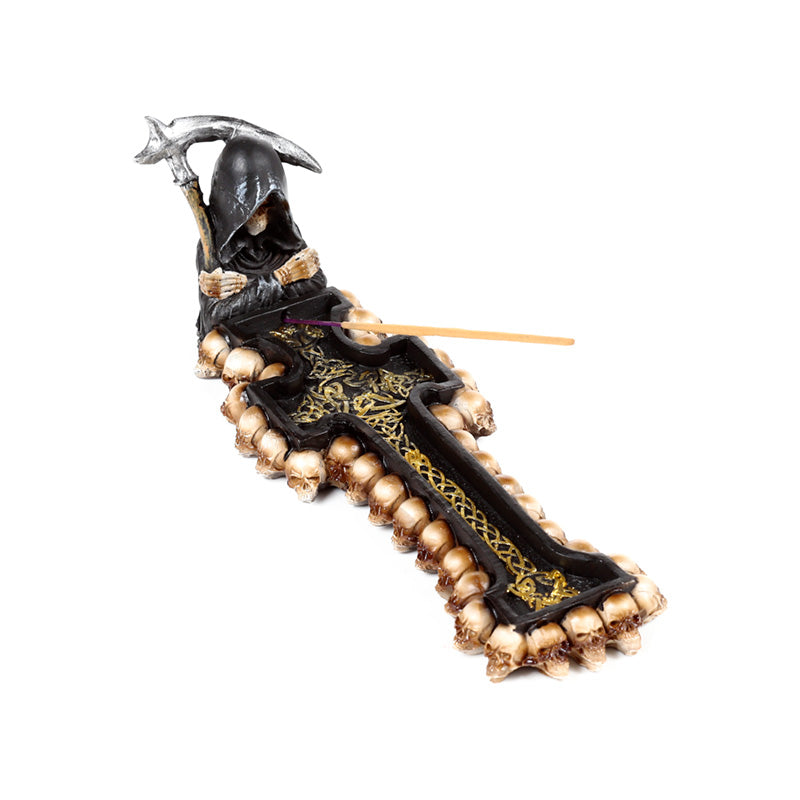 Close-up of Reaper Death Cross Incense Burner