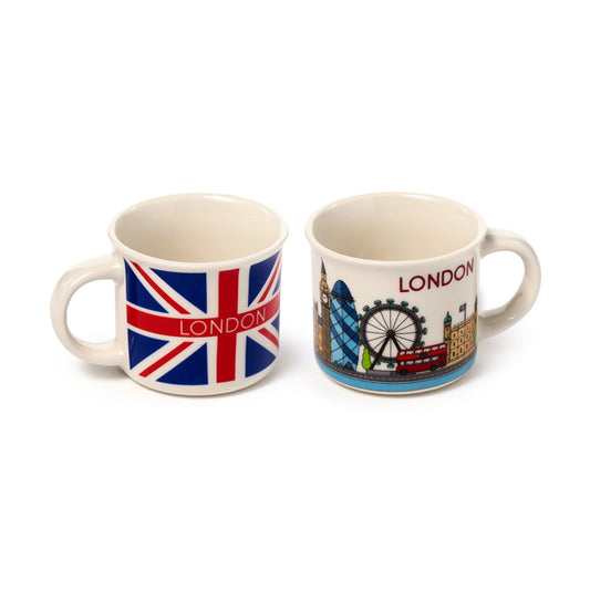 Set of 2 Porcelain Espresso Cups featuring London Icons