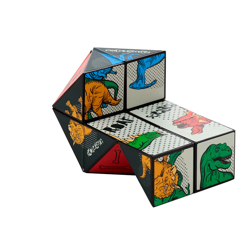 Puzzle Cube Toy - Dinosauria with children playing