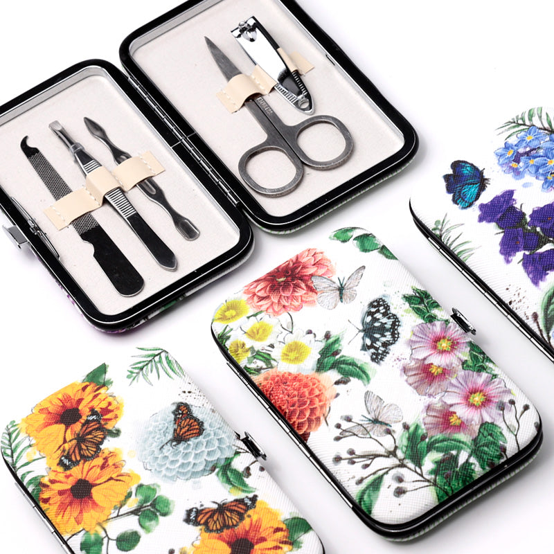 Close up of manicure tools in Butterfly Meadows set