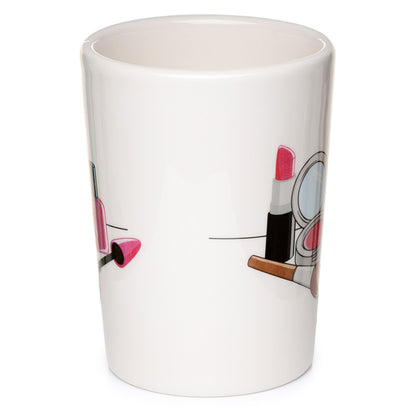 Decorative ceramic mug with lipstick design