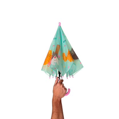 Whimsical cat design on Kids Umbrella
