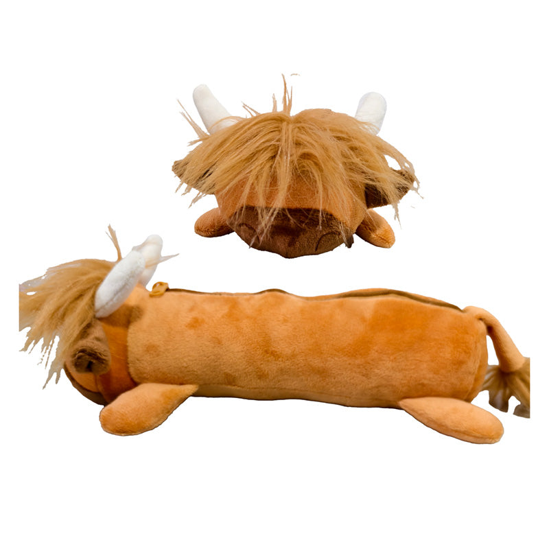 Highland Coo Plush Pencil Case with whimsical design