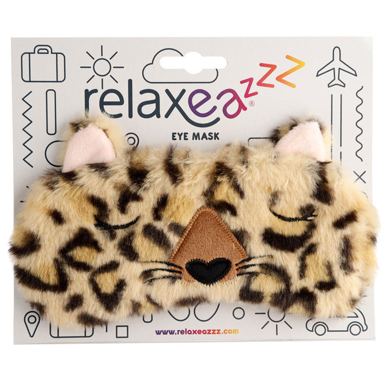 Adoramals Leopard Eye Mask on a soft surface
