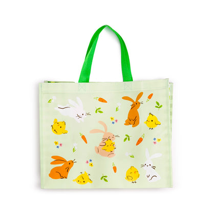 Eco-friendly reusable shopping bag in spring motif