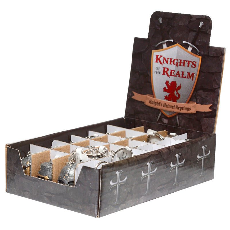 Medieval Knight Helmet Keyring - On Display