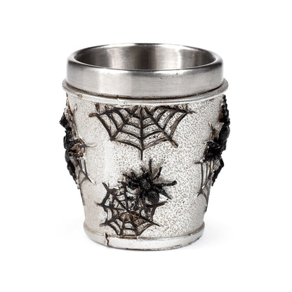 Gothic Decor Shot Glass with Spider Web Motif