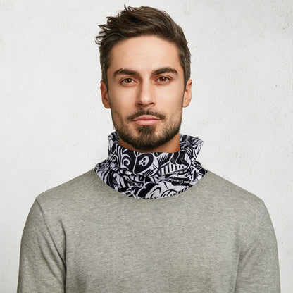Black & White Graffiti Neck Warmer Tube Scarf displayed