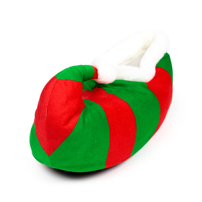 Jingle Bunch Christmas Elf Plush Slippers in festive setting