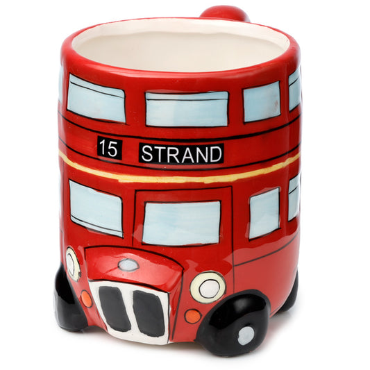 Novelty shaped ceramic mug in the design of a Red Routemaster Bus