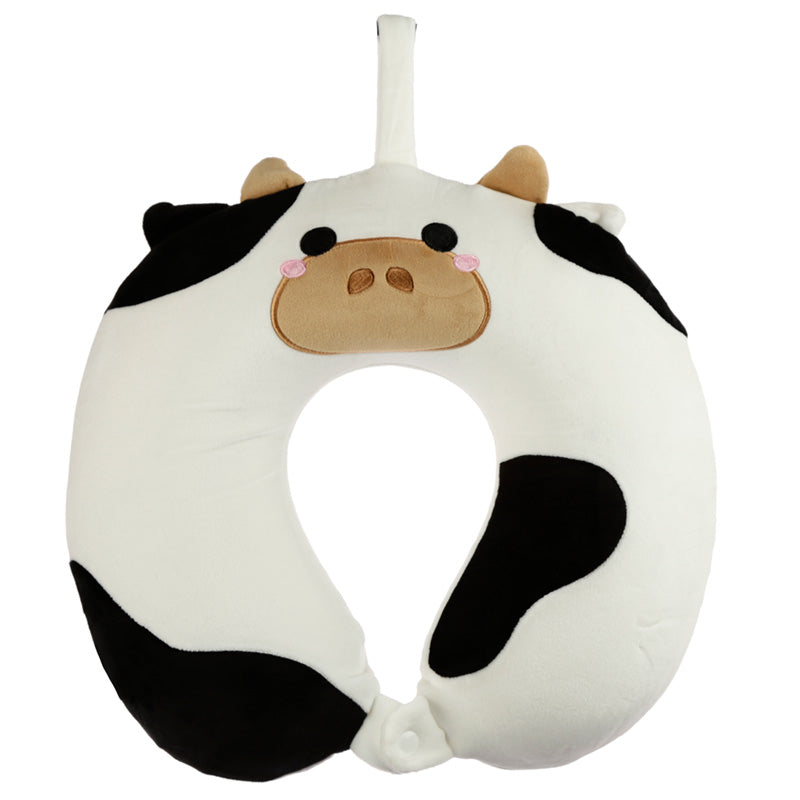 Relaxeazzz Plush Memory Foam Travel Pillow in Cow Design