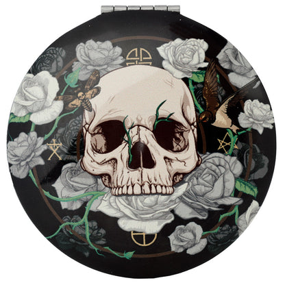 Compact Mirror with Skulls and Roses on Vanity