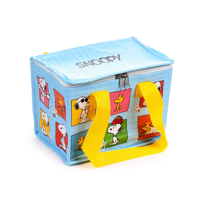 Peanuts Snoopy & Woodstock RPET Cool Bag opened with snacks