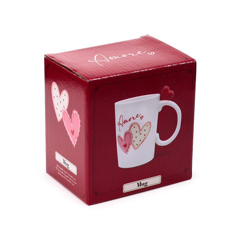 Amore Heart Shaped Handle Ceramic Mug side view