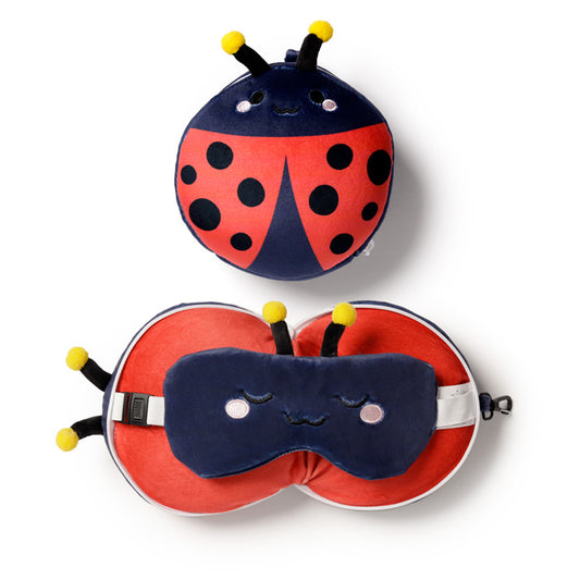 Relaxeazzz Travel Pillow and Eye Mask - Adorabugs Ladybug