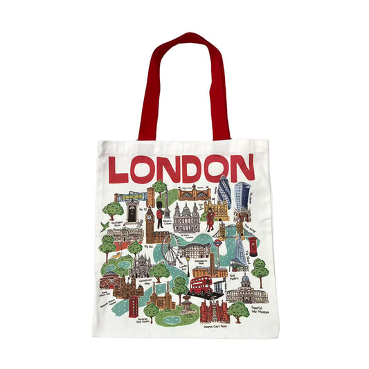 London Souvenir Tote Shopping Bag with Iconic Landmarks
