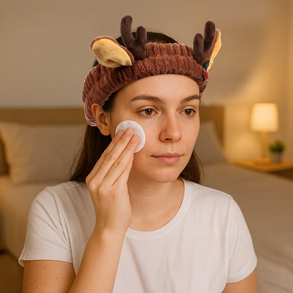 Close-up of the festive reindeer headband