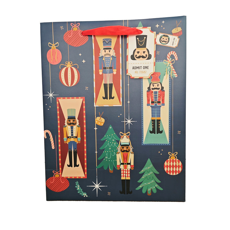 Large Christmas Gift Bag with Nutcracker Design