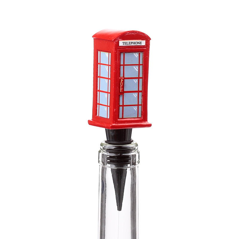 Close-up of the London Icons Red Telephone Box Bottle Stopper