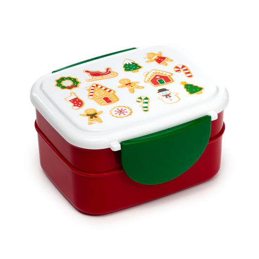 Bento Clip Lock Lunch Box with Gingerbread design