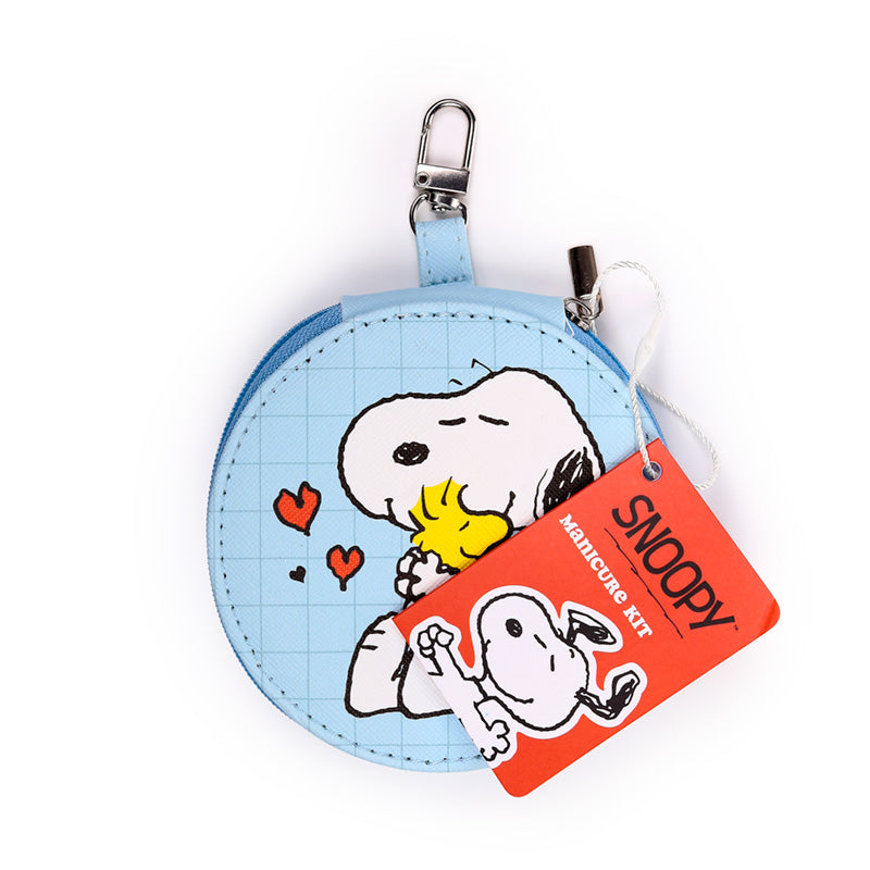 Peanuts manicure set displayed with home decor items