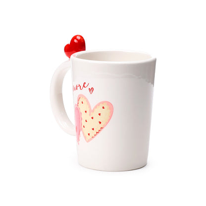 Amore Heart Shaped Handle Ceramic Mug with flowers