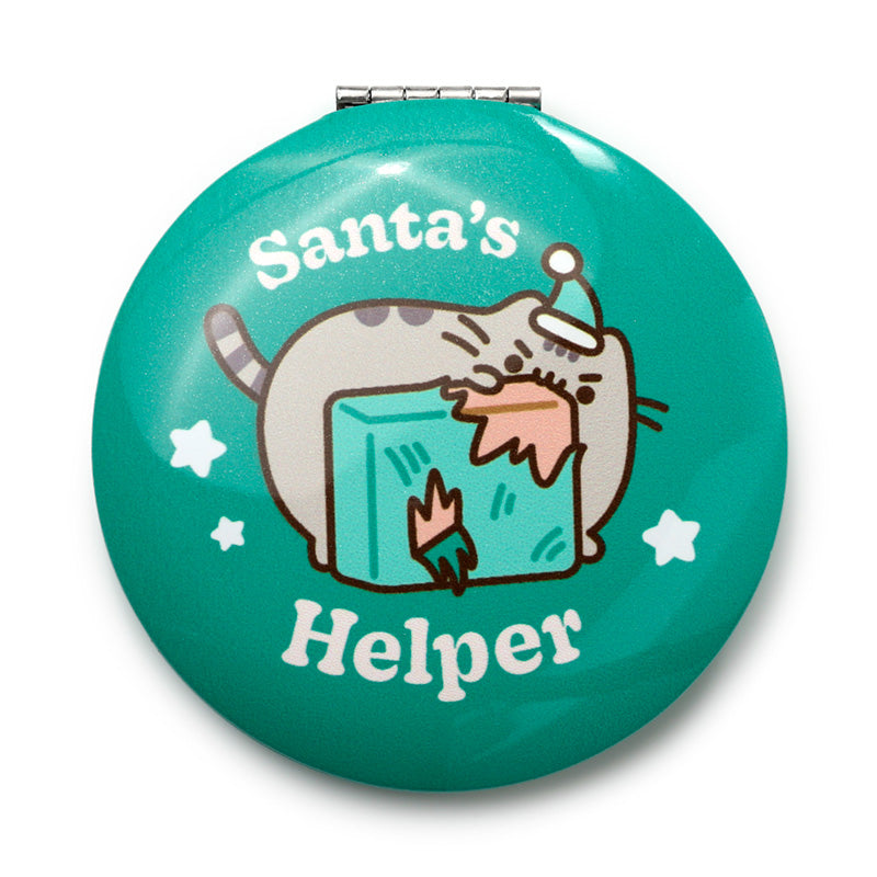 Pusheen the Cat Christmas Compact Mirror on a table