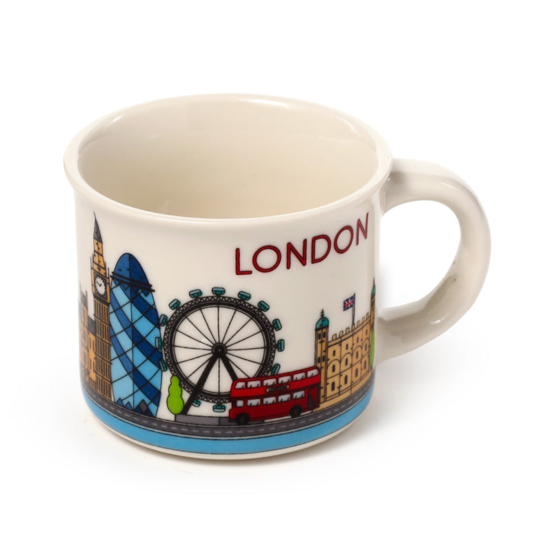 Stylish espresso cup with London-themed artwork