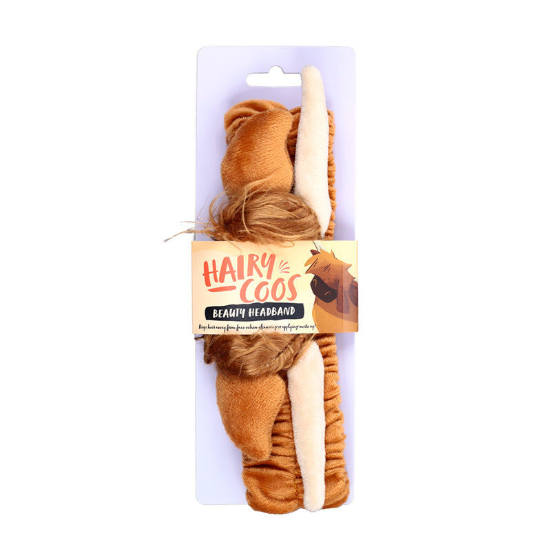 Highland Coo Plush Beauty Headband in soft polyester