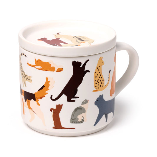 Feline Fine Cats Porcelain Mug with Coaster Lid