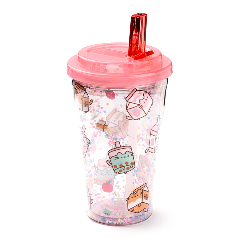 Pusheen Shatterproof Double Walled Cup with Lid and Straw